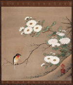 Kano Yosetsu - Flycatcher and Chrysanthemums, 16th century
