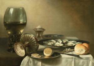 Pieter Claesz. - Still Life with Wine Goblet and Oysters, 1639