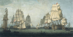 Robert Salmon - The British Fleet Forming a Line off Algiers, 1829