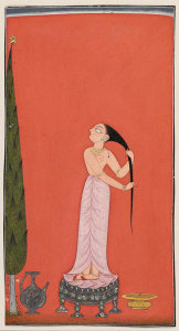Indian, Pahari - At Her Bath, about 1690–1700