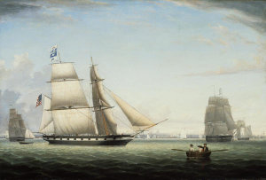 Fitz Henry Lane - Brig "Antelope" in Boston Harbor, 1863