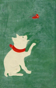 unknown Japanese artist - Cat and Butterfly, Late Meiji era, early 20th century