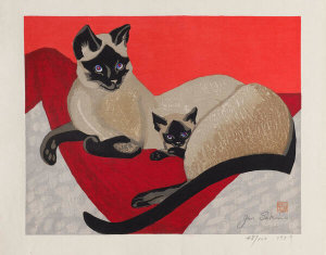 Sekino Jun'ichirō - Siamese Cat and Kitten, Shōwa era, 1959