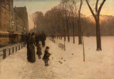 Childe Hassam - At Dusk (Boston Common at Twilight), 1885-86