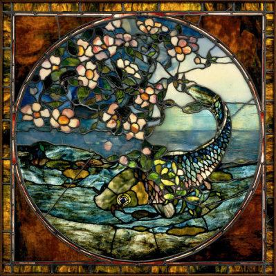John La Farge - "The Fish" (or "The Fish and Flowering Branch") window, about 1890