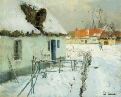 Johan Frederik Thaulow - Cottages in the Snow, 1891