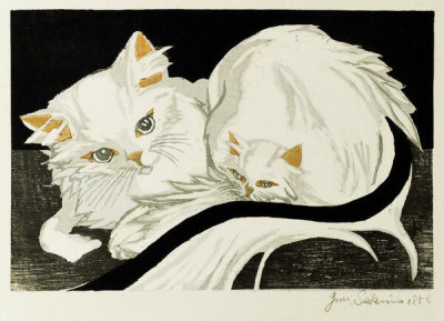 Sekino Jun'ichirō - White Cat and Kitten, Shōwa era, 1956