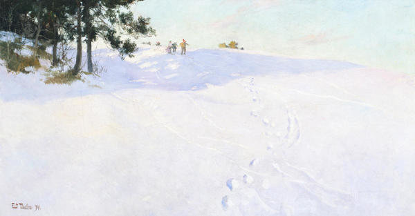 Skiers at the Top of a Snow-covered Hill, 1894 by Frits Thaulow - Paper ...